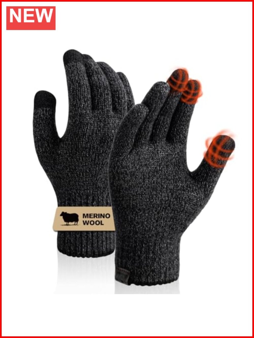 Merino Wool Gloves Touch Screen Warm Liners Winter Running Hiking